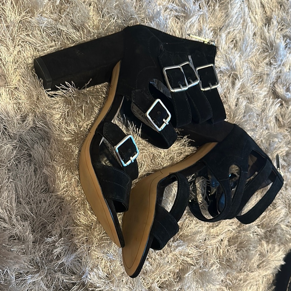 NEW Sam Edelman Black Suede Heels with Ankle Strap